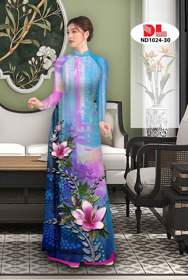 Vải Áo Dài Hoa In 3D AD ND1024 18